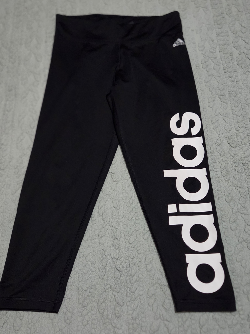 adidas Black Leggings with Large White Side Logo